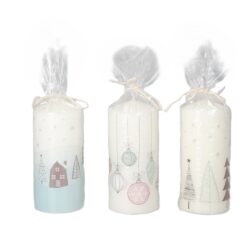 Stumpenkerze Frost Xmas 6x12cm 3sor