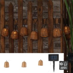 BEL Lichterkette Solar 380cm Rattan