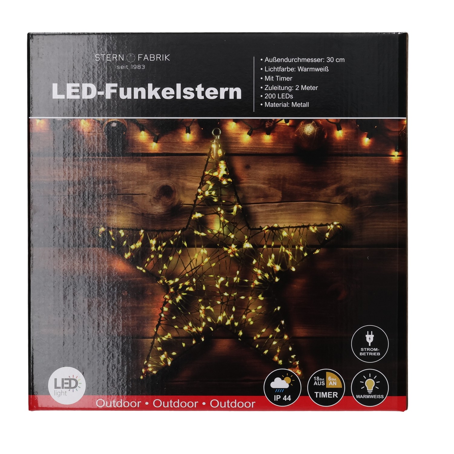 BEL Stern D30cm 200 LED Funkel