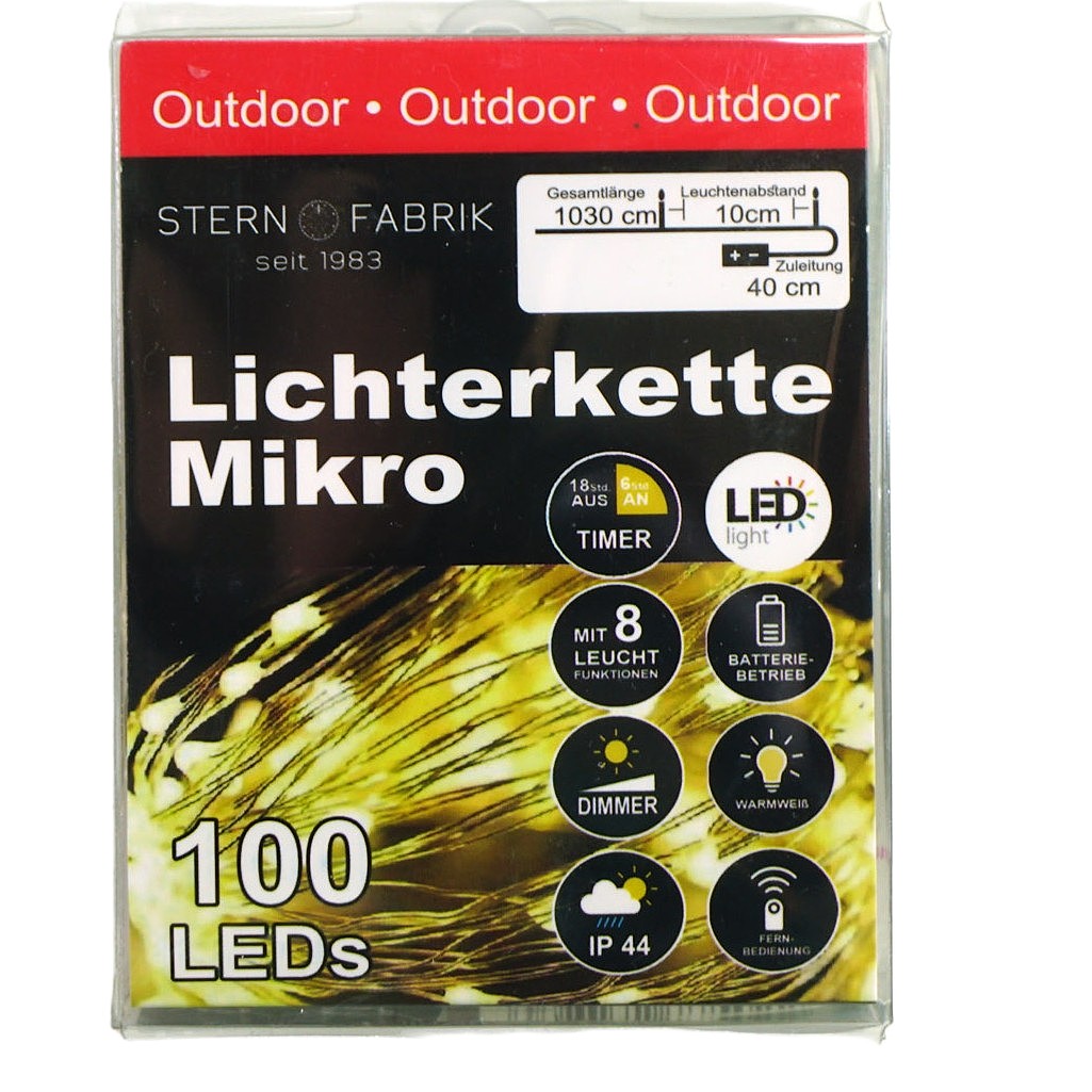 BEL Lichterkette Draht 100LED+Fernb