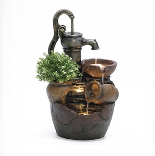 Brunnen Pumpe Bowls LED H66,5cm