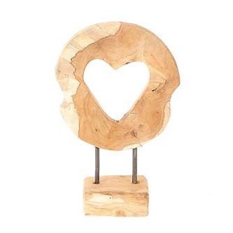 Herz HZ auf Fuß H48cm braun Teak